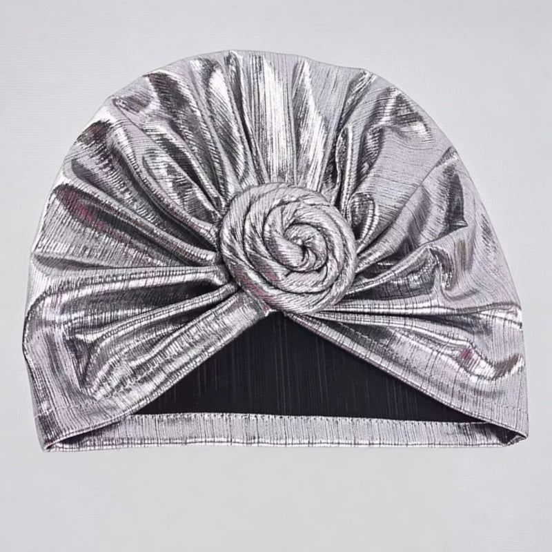 Pre-Tied Metallic Turban Cap – Twisted Knot, Ready-to-Wear Headwrap for Women | UK