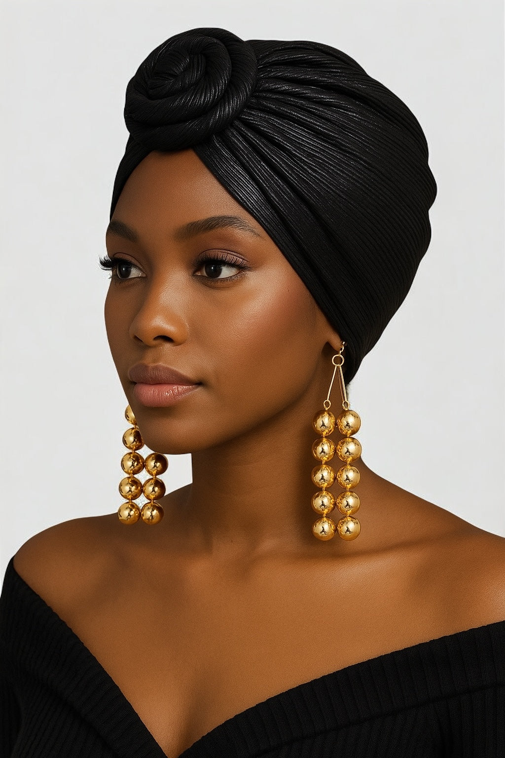 Pre-Tied Metallic Turban Cap – Twisted Knot, Ready-to-Wear Headwrap for Women | UK