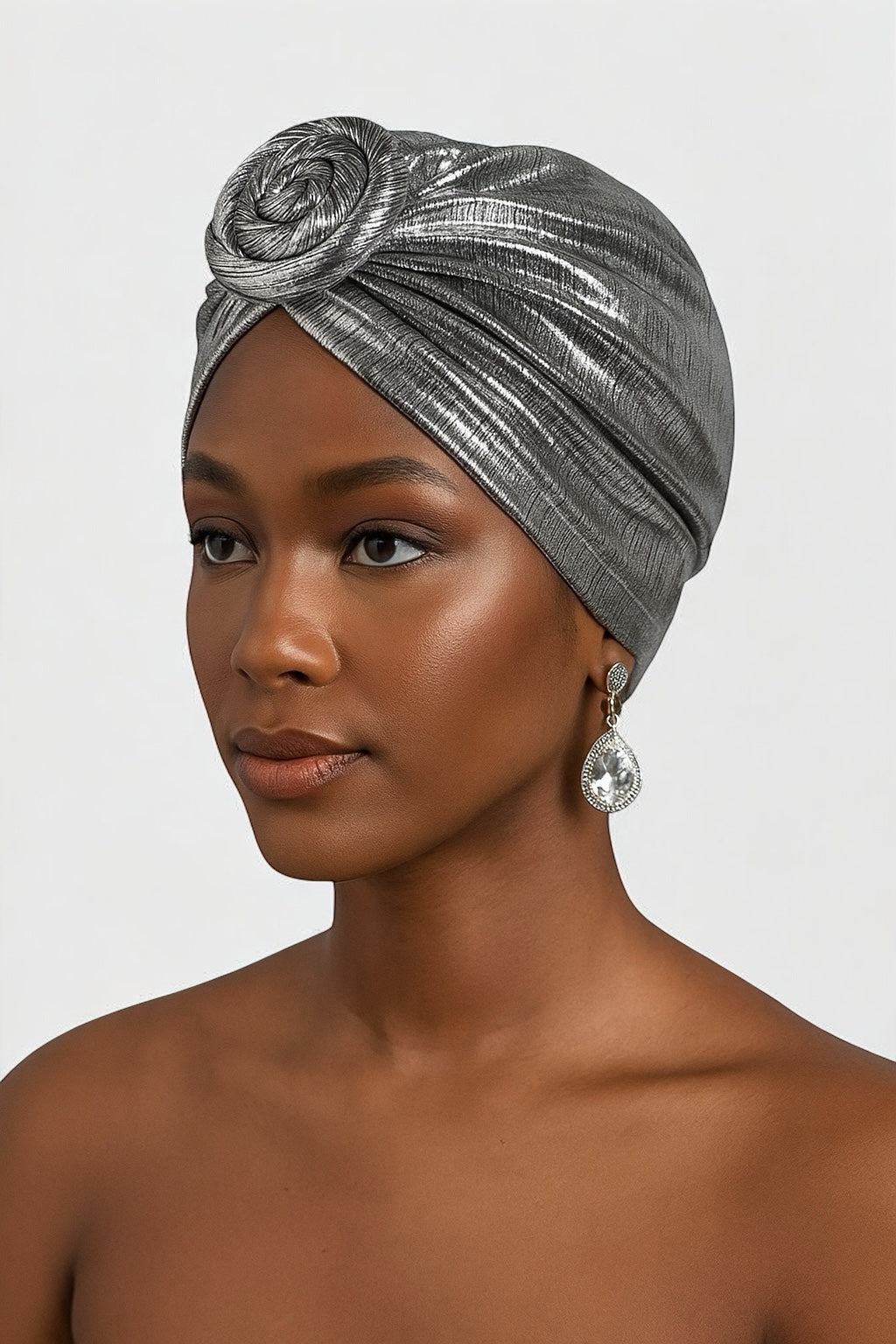 Pre-Tied Metallic Turban Cap – Twisted Knot, Ready-to-Wear Headwrap for Women | UK