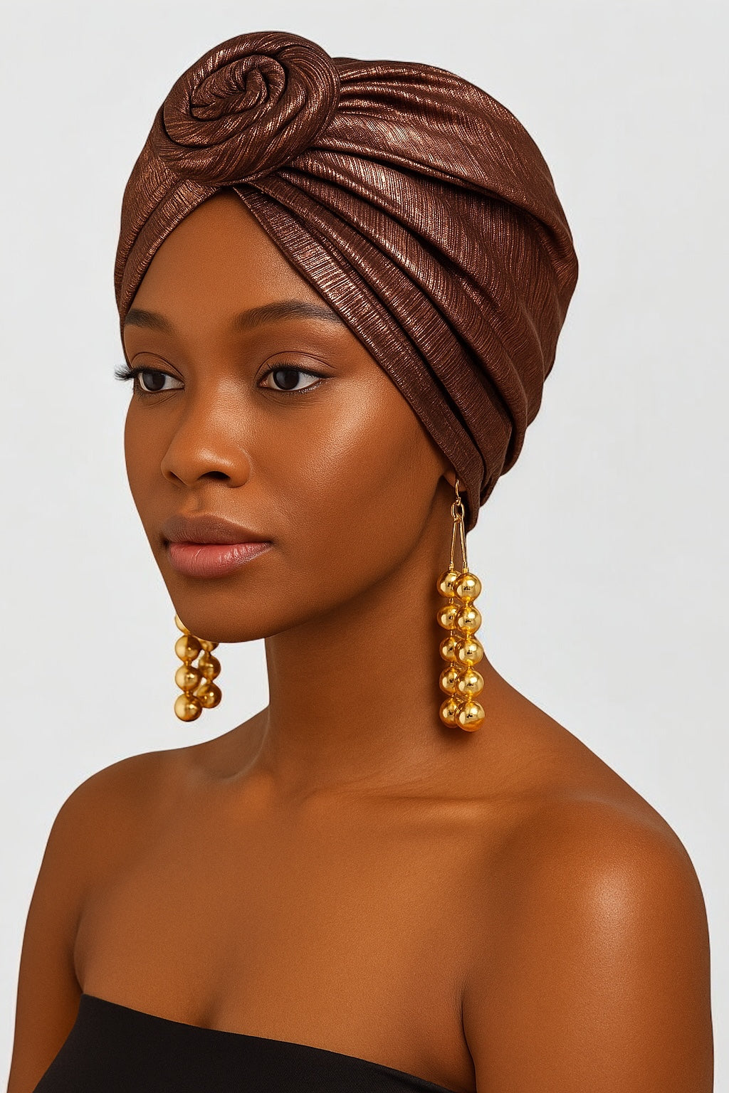 Pre-Tied Metallic Turban Cap – Twisted Knot, Ready-to-Wear Headwrap for Women | UK