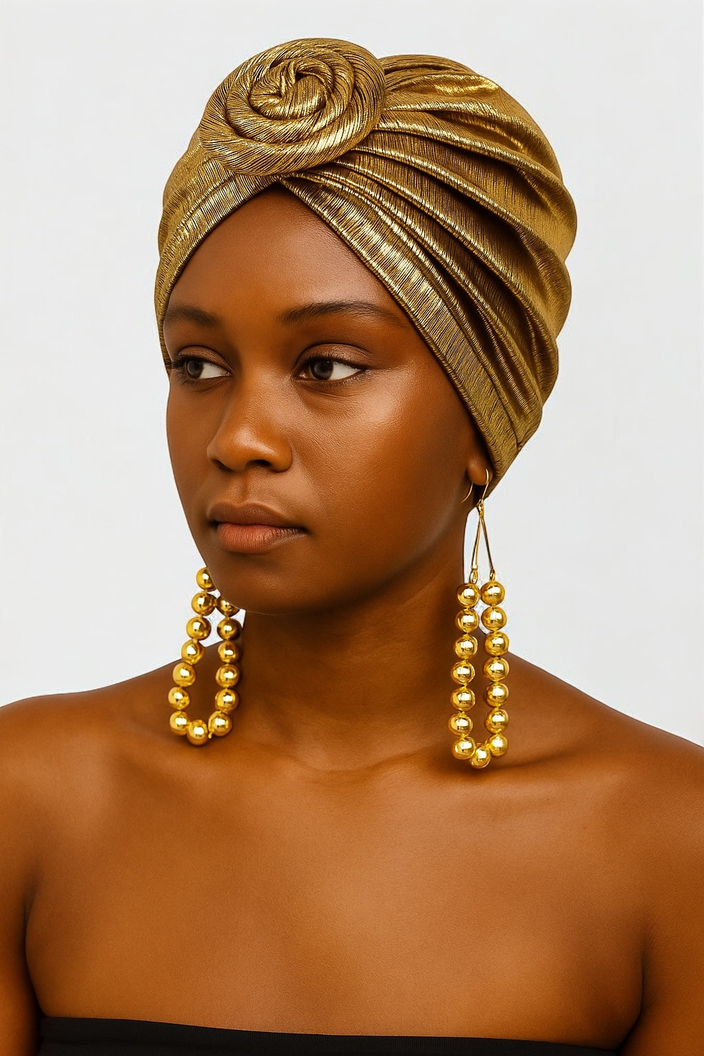 Pre-Tied Metallic Turban Cap – Twisted Knot, Ready-to-Wear Headwrap for Women | UK