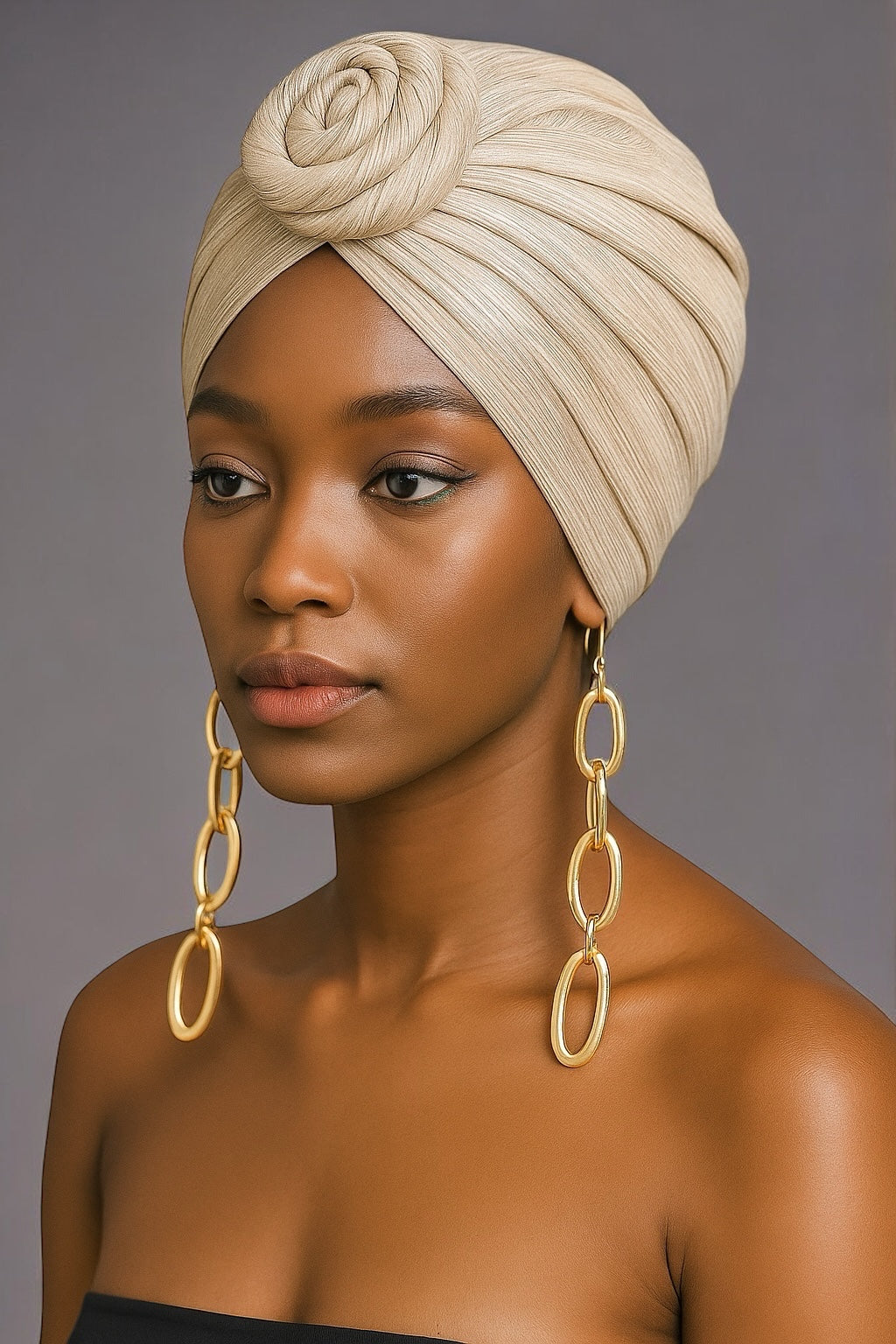 Pre-Tied Metallic Turban Cap – Twisted Knot, Ready-to-Wear Headwrap for Women | UK