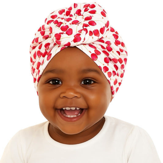 Pre-Tied Baby Turban Caps – Stretchy Cotton Caps for Girls (0–3 Yrs) - Fatisha Boutique #