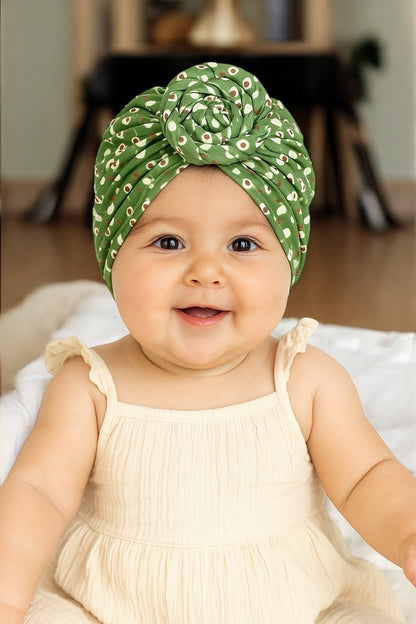 Pre-Tied Baby Turban Caps – Stretchy Cotton Caps for Girls (0–3 Yrs) - Fatisha Boutique #