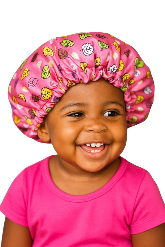 Kids Reversible Satin Bonnet – Adjustable Double-Layer Sleep Cap (Prints) - Fatisha Boutique #