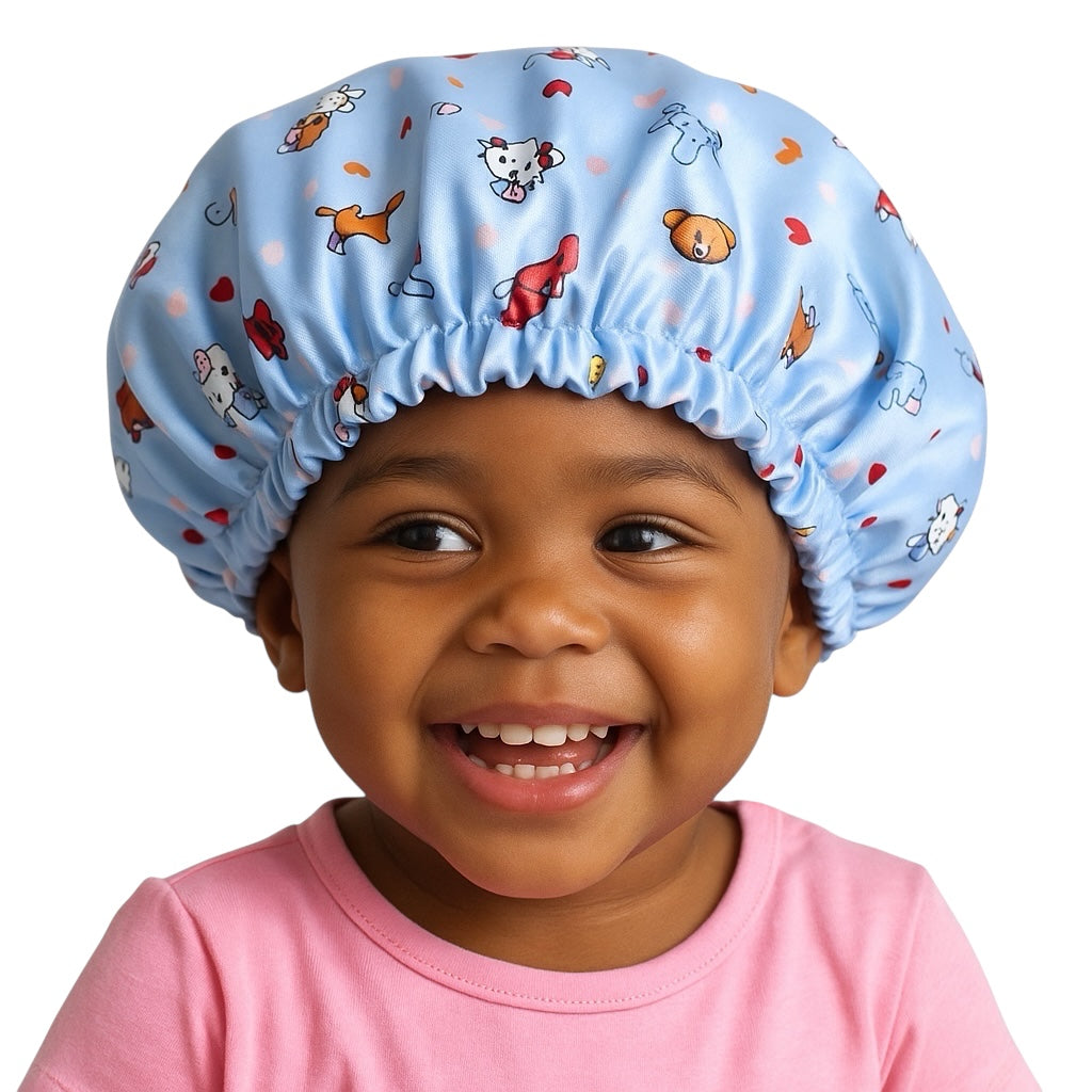 Kids Reversible Satin Bonnet – Adjustable Double-Layer Sleep Cap (Prints) - Fatisha Boutique #