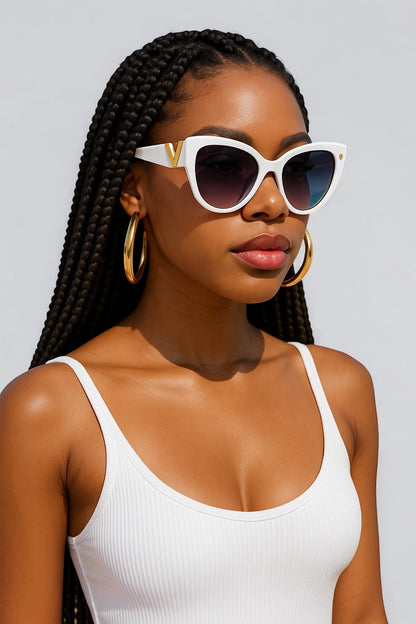 Designer-Inspired V Sunglasses – UV400 Cat Eye Gradient Fashion Shades for Women - Fatisha Boutique #