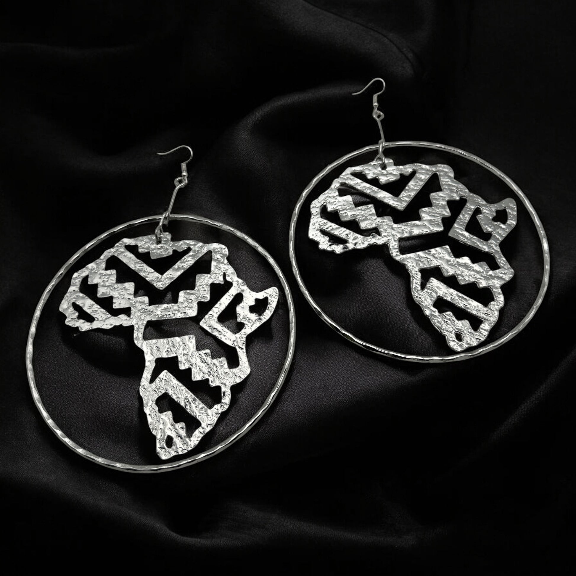 Handcrafted Oversized African Map Statement Earrings – Bold & Unique - Fatisha Boutique #