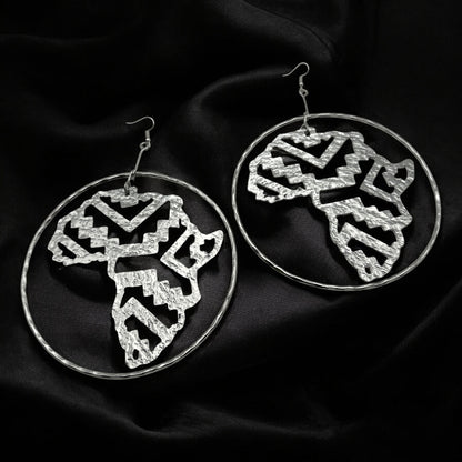 Handcrafted Oversized African Map Statement Earrings – Bold & Unique - Fatisha Boutique #