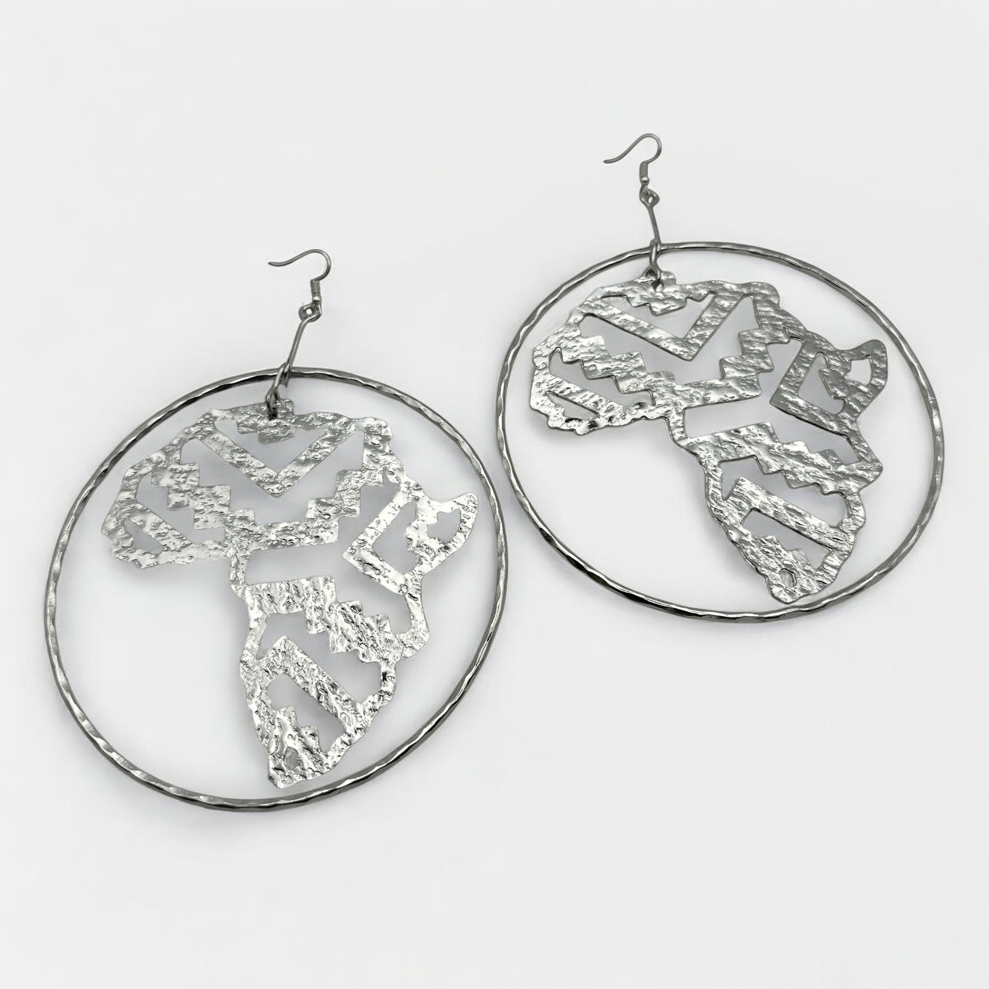 Handcrafted Oversized African Map Statement Earrings – Bold & Unique - Fatisha Boutique #