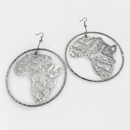 Handcrafted Oversized African Map Statement Earrings – Bold & Unique - Fatisha Boutique #