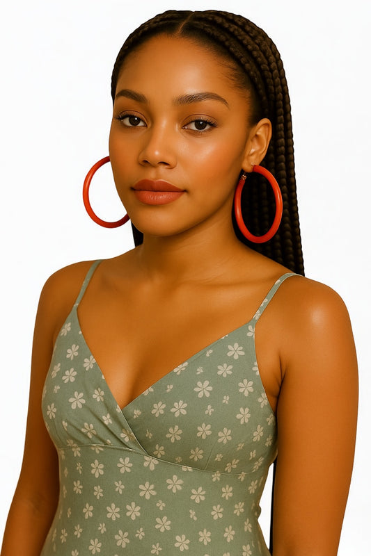 Bohemian 8CM Colourful Hoop Earrings – Lightweight Trendy Statement Jewellery - Fatisha Boutique #