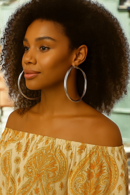 Bold Chunky 9cm Large Hoop Statement Earrings – Gold & Silver Styles