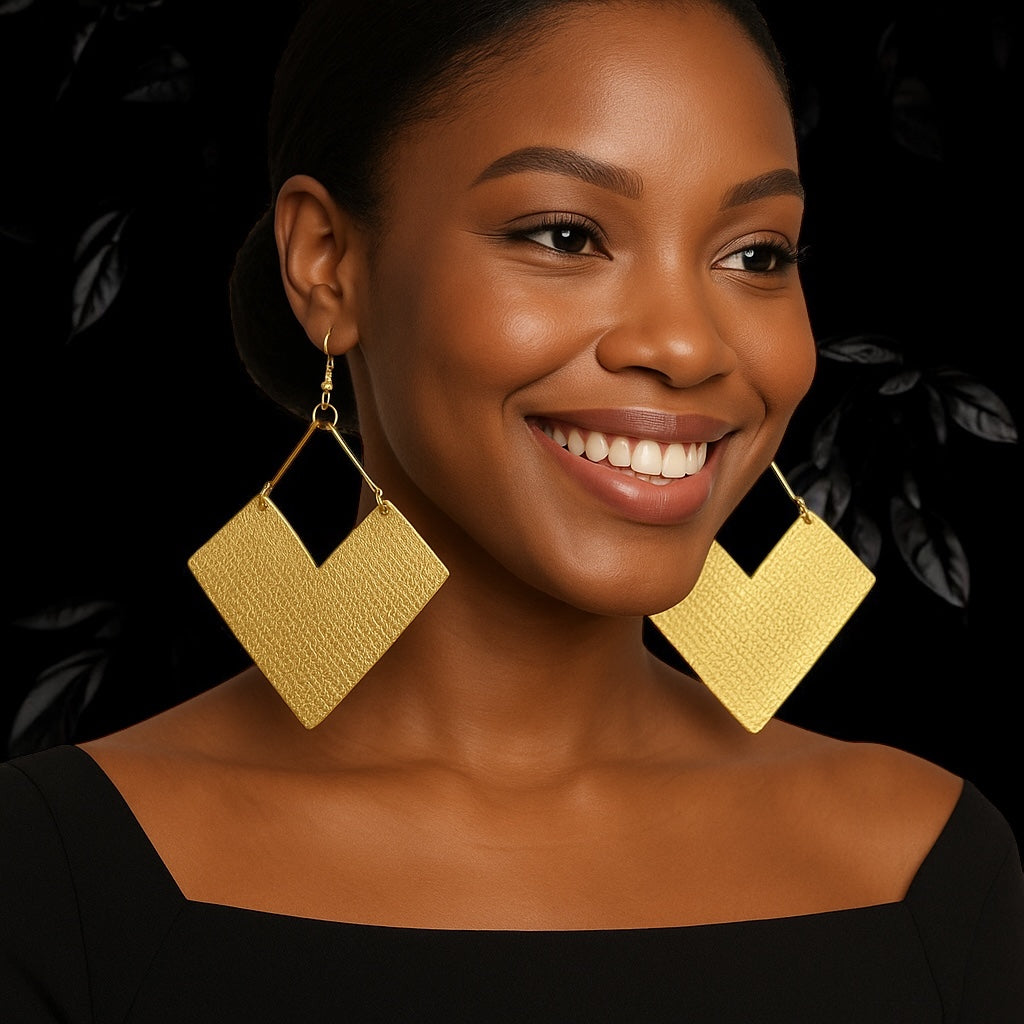 Handcrafted African Brass Earrings – Tribal Engraved Statement Jewellery, Lightweight & Unique - Fatisha Boutique #