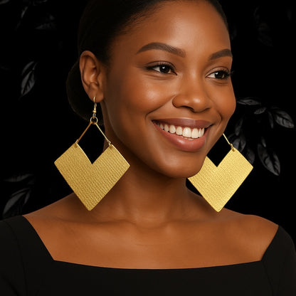 Handcrafted African Brass Earrings – Tribal Engraved Statement Jewellery, Lightweight & Unique - Fatisha Boutique #