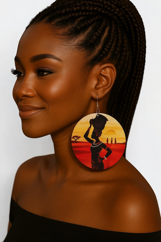 Handmade African-Inspired Wooden Earrings – Lightweight Art Statement - Fatisha Boutique #