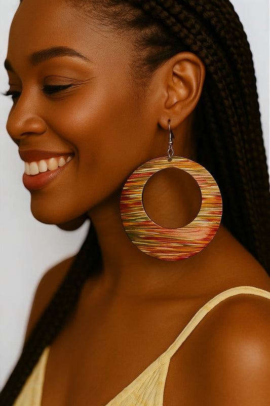 Multicolour Wooden Dangle Ethnic Earrings – Handmade Boho Statement Jewellery for Women UK - Fatisha Boutique #