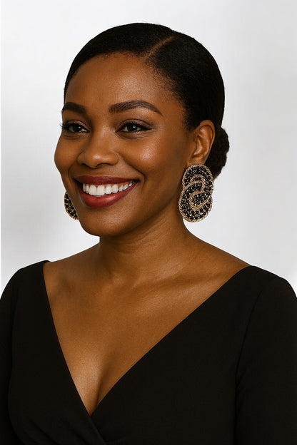 Luxury Rhinestone Double Loop Earrings – Bold Sparkling Statement - Fatisha Boutique #