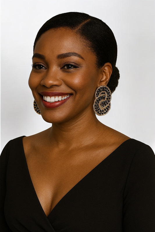 Luxury Rhinestone Double Loop Earrings – Bold Sparkling Statement - Fatisha Boutique #