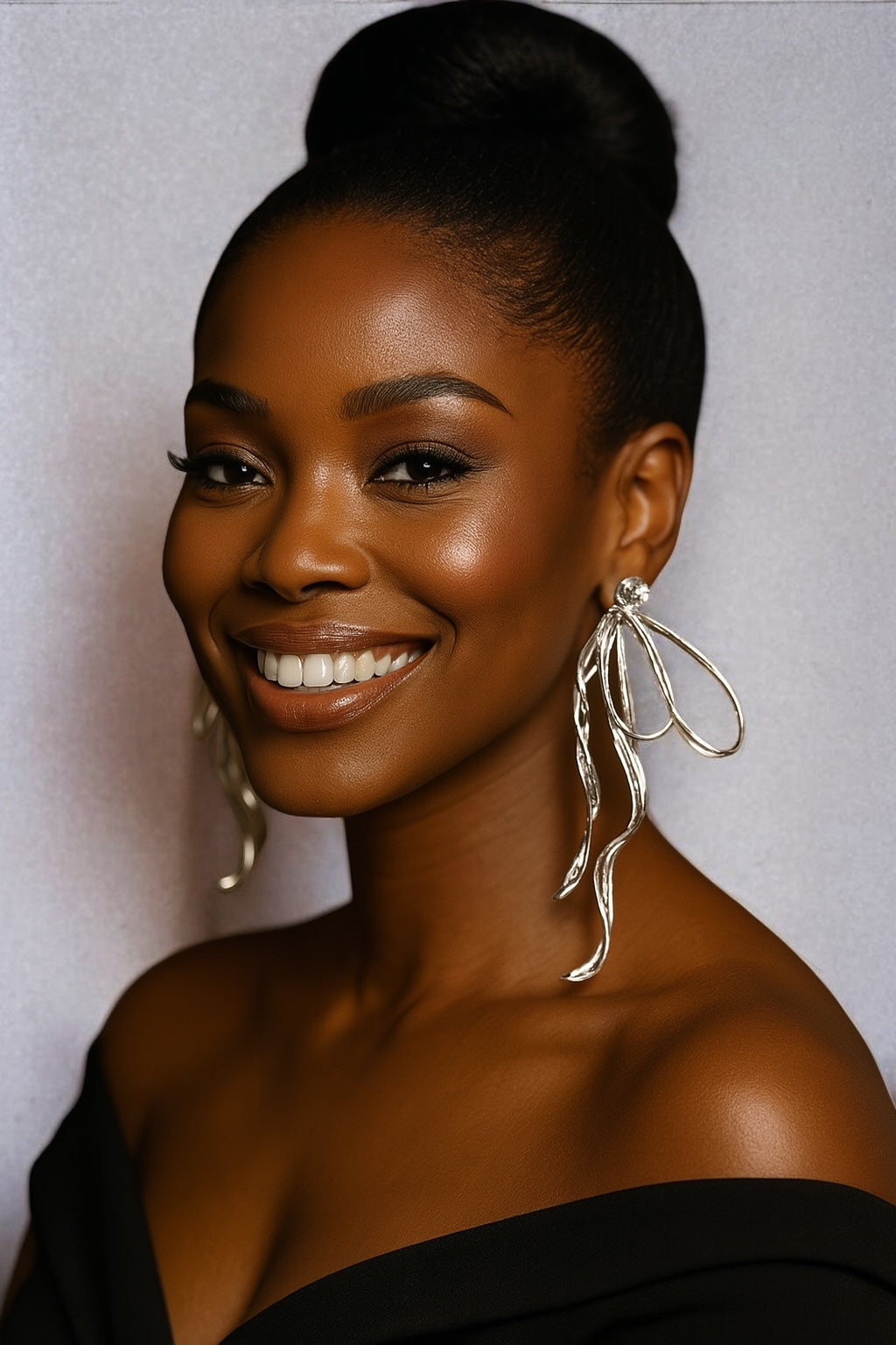 Silver Bow Rhinestone Statement Earrings – Elegant Sparkling Glam