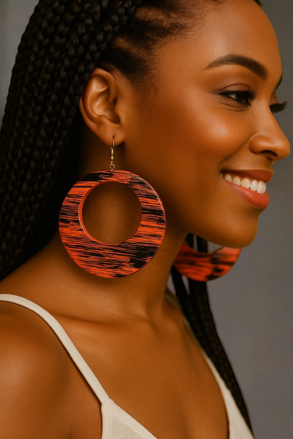 Bold Handmade Wooden Hoop Earrings – Lightweight Boho Statement Dangles for Women UK - Fatisha Boutique #