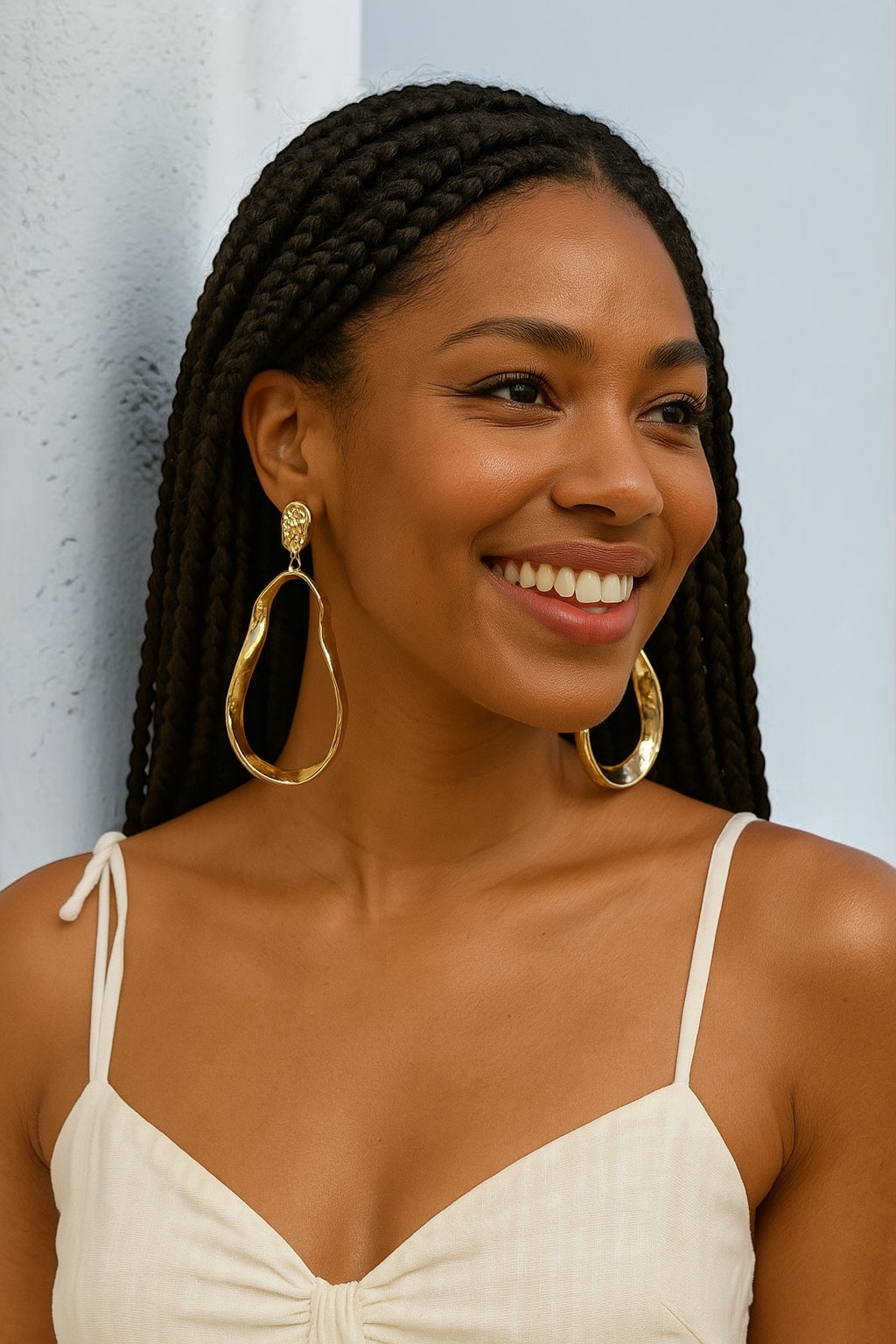 Gold Textured Dangle Earrings – Bold Chic Statement Drop for Women - Fatisha Boutique #