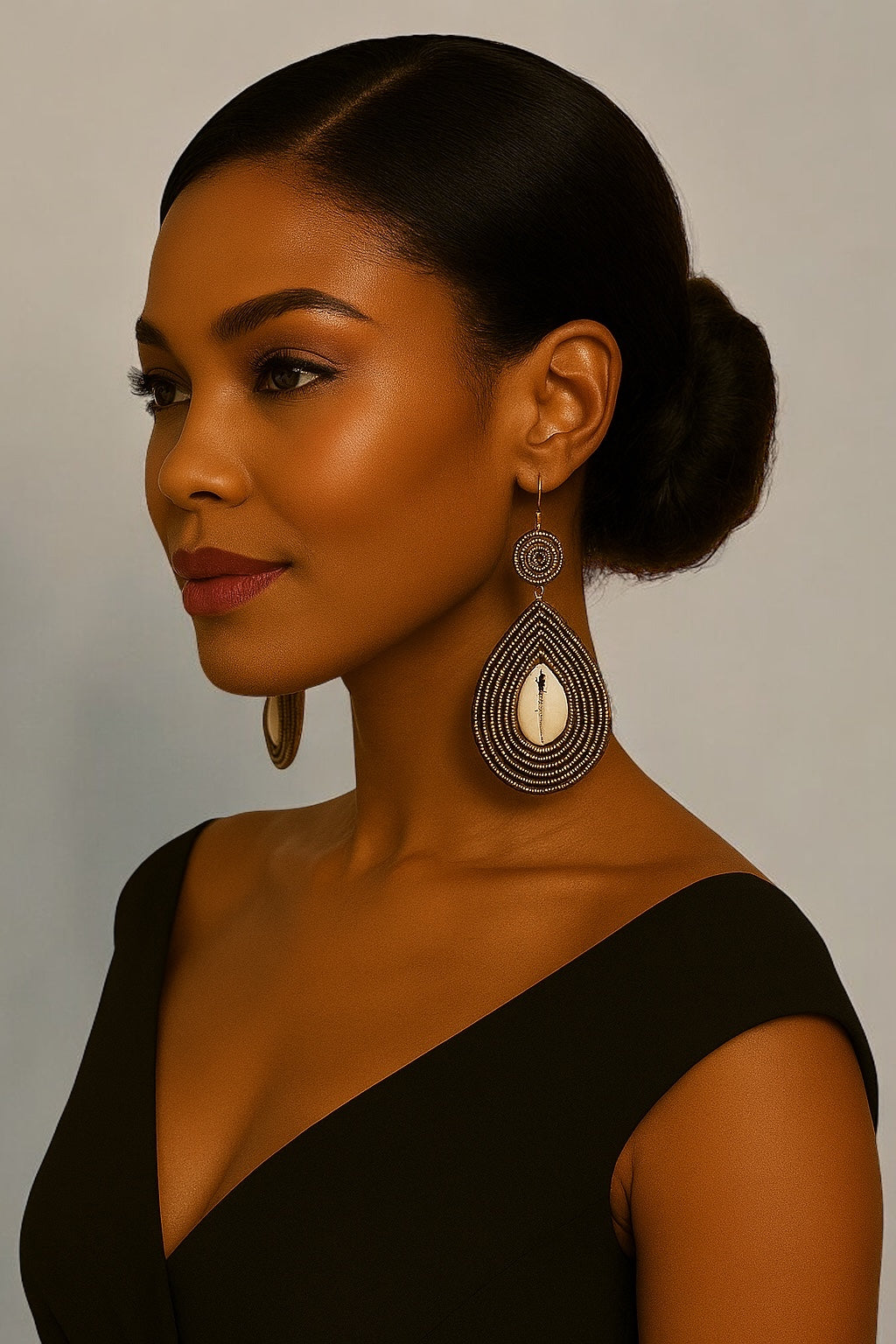 Handmade Gold Beaded Cowrie Shell Earrings – Boho Tribal Drop Jewellery, Island Vibe - Fatisha Boutique #
