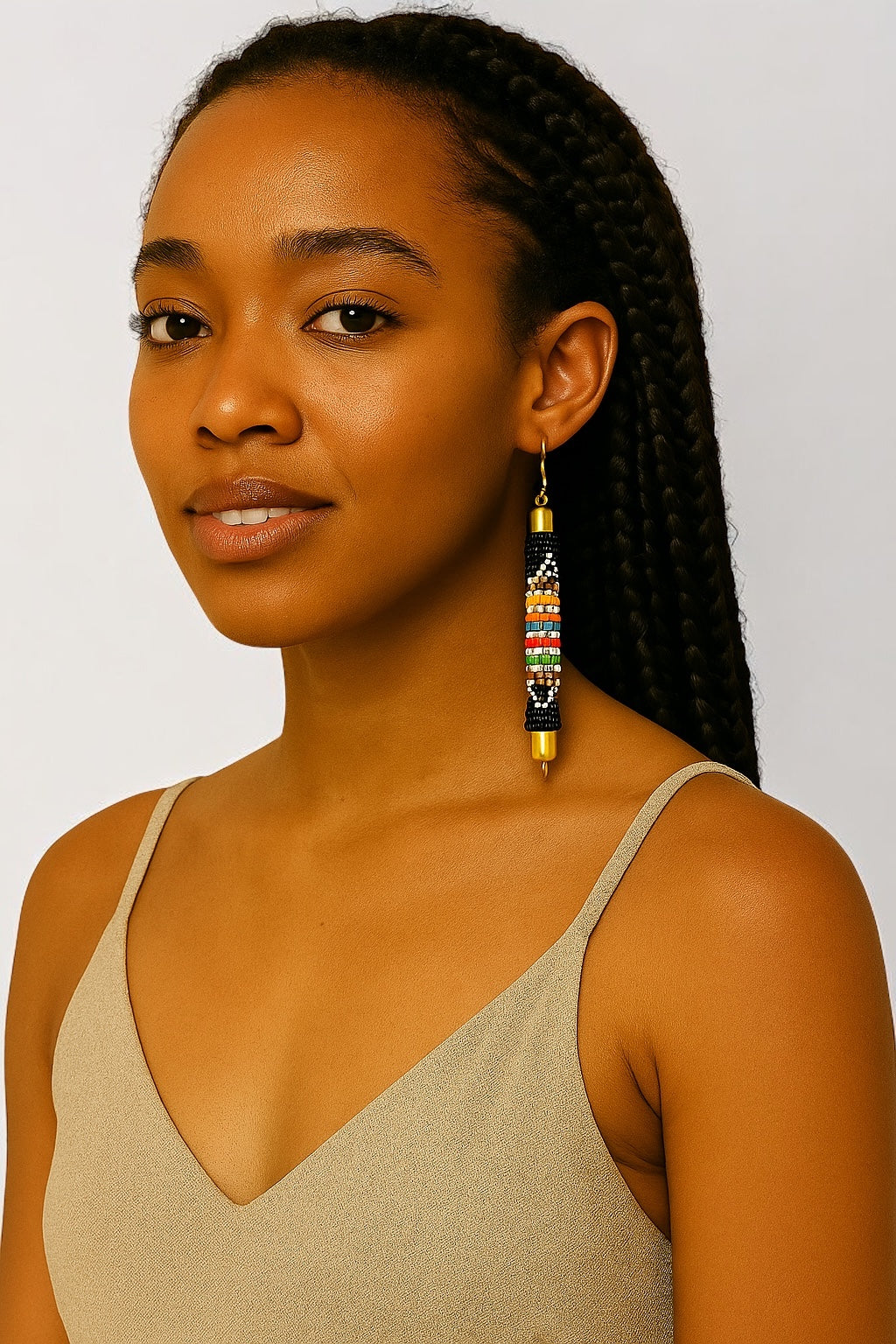 Multicoloured African Beaded Earrings – Handmade Tribal Boho Ethnic Jewellery - Fatisha Boutique #