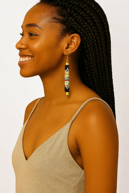 Multicoloured African Beaded Earrings – Handmade Tribal Boho Ethnic Jewellery - Fatisha Boutique #