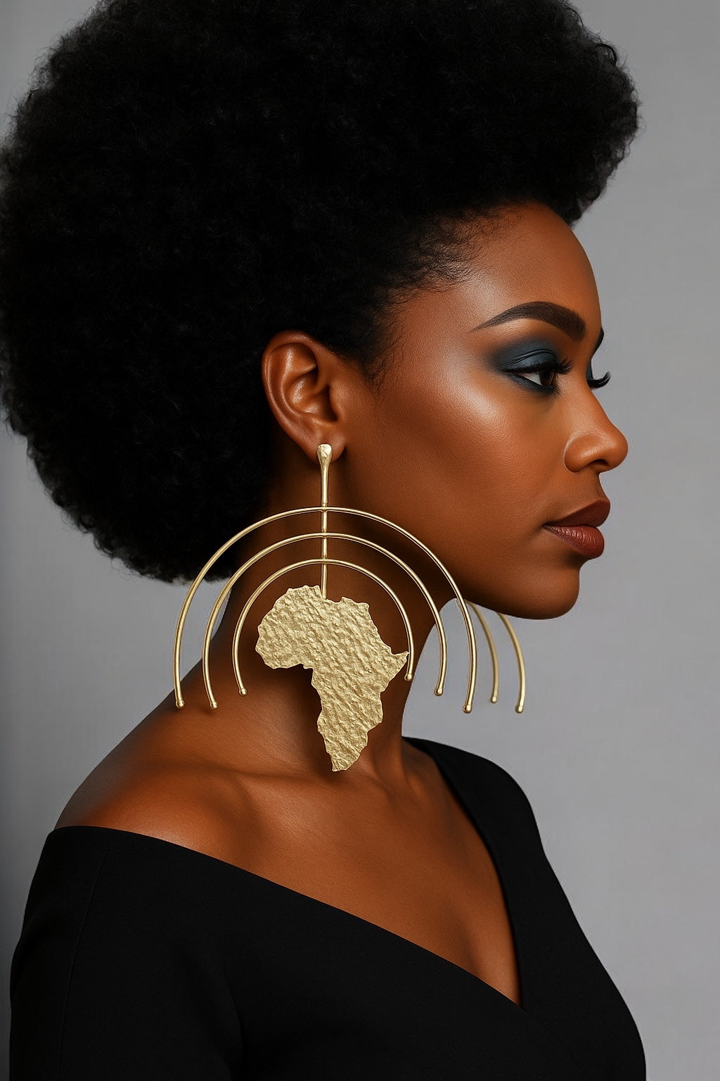 Oversized Africa Map Earrings – Afrocentric Brass Statement Jewellery - Fatisha Boutique #
