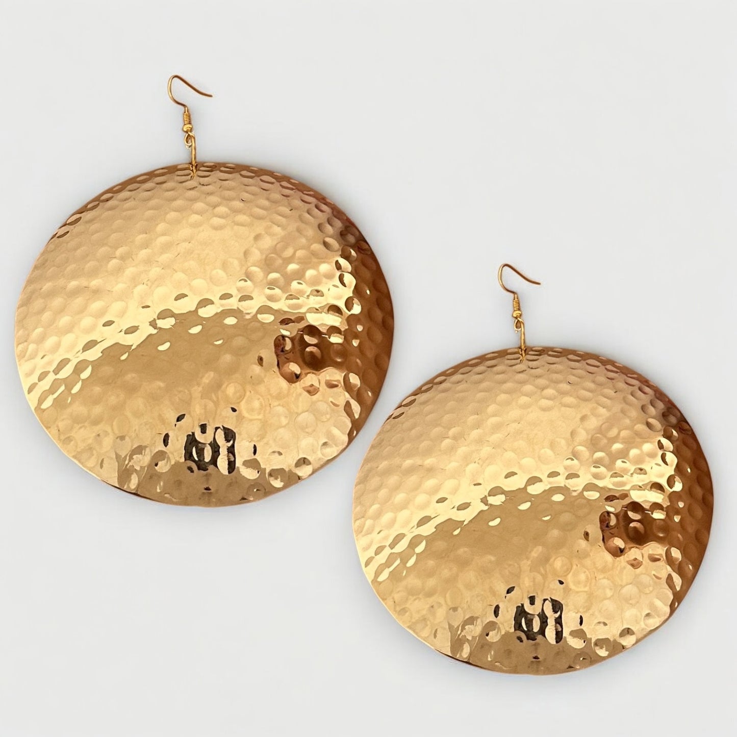 Oversized Hammered Gold Earrings – Bold African Fashion Statement Jewellery - Fatisha Boutique #