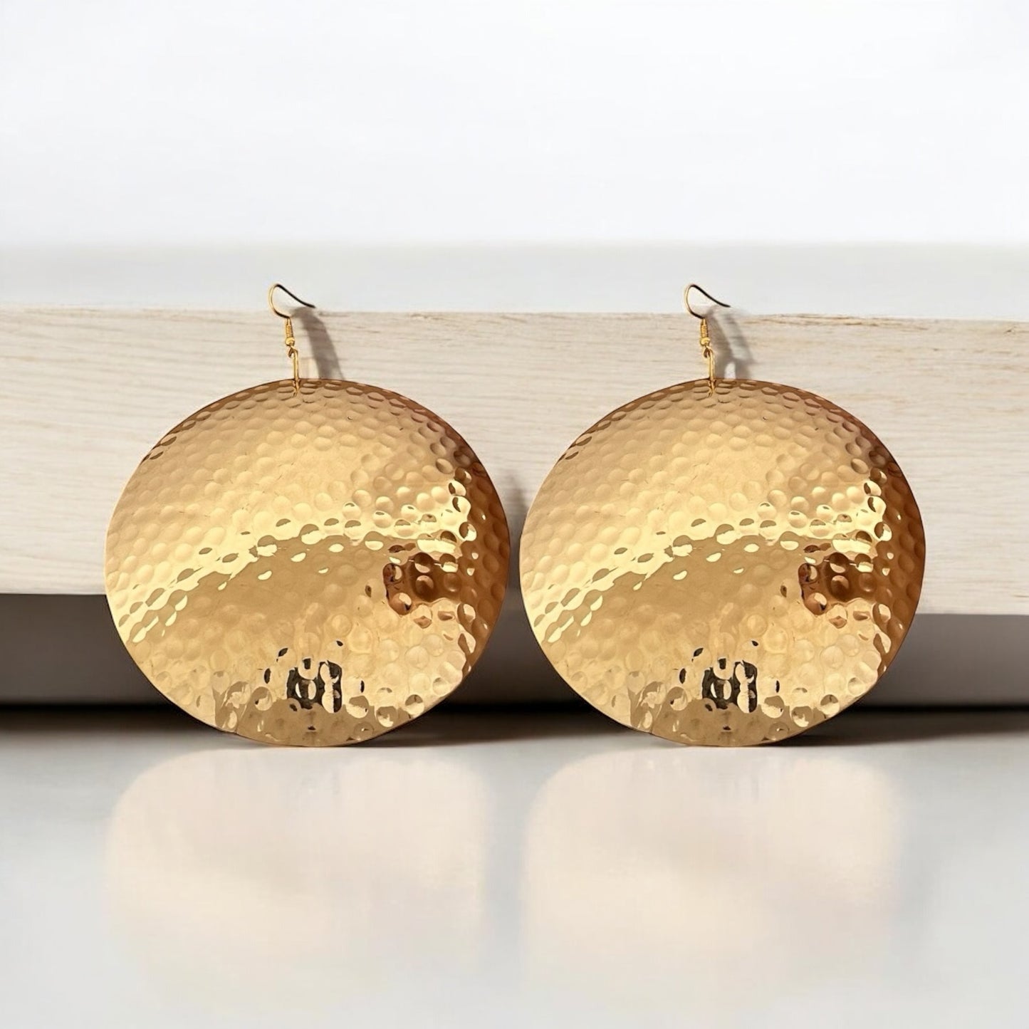 Oversized Hammered Gold Earrings – Bold African Fashion Statement Jewellery - Fatisha Boutique #