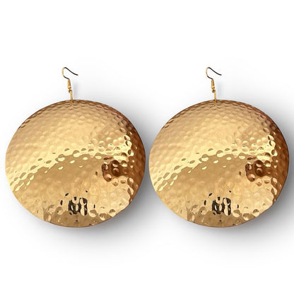 Oversized Hammered Gold Earrings – Bold African Fashion Statement Jewellery - Fatisha Boutique #
