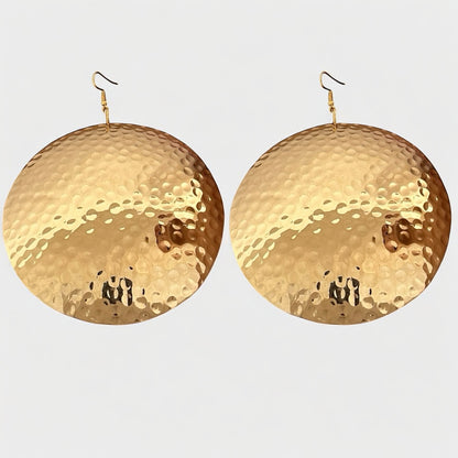 Oversized Hammered Gold Earrings – Bold African Fashion Statement Jewellery - Fatisha Boutique #