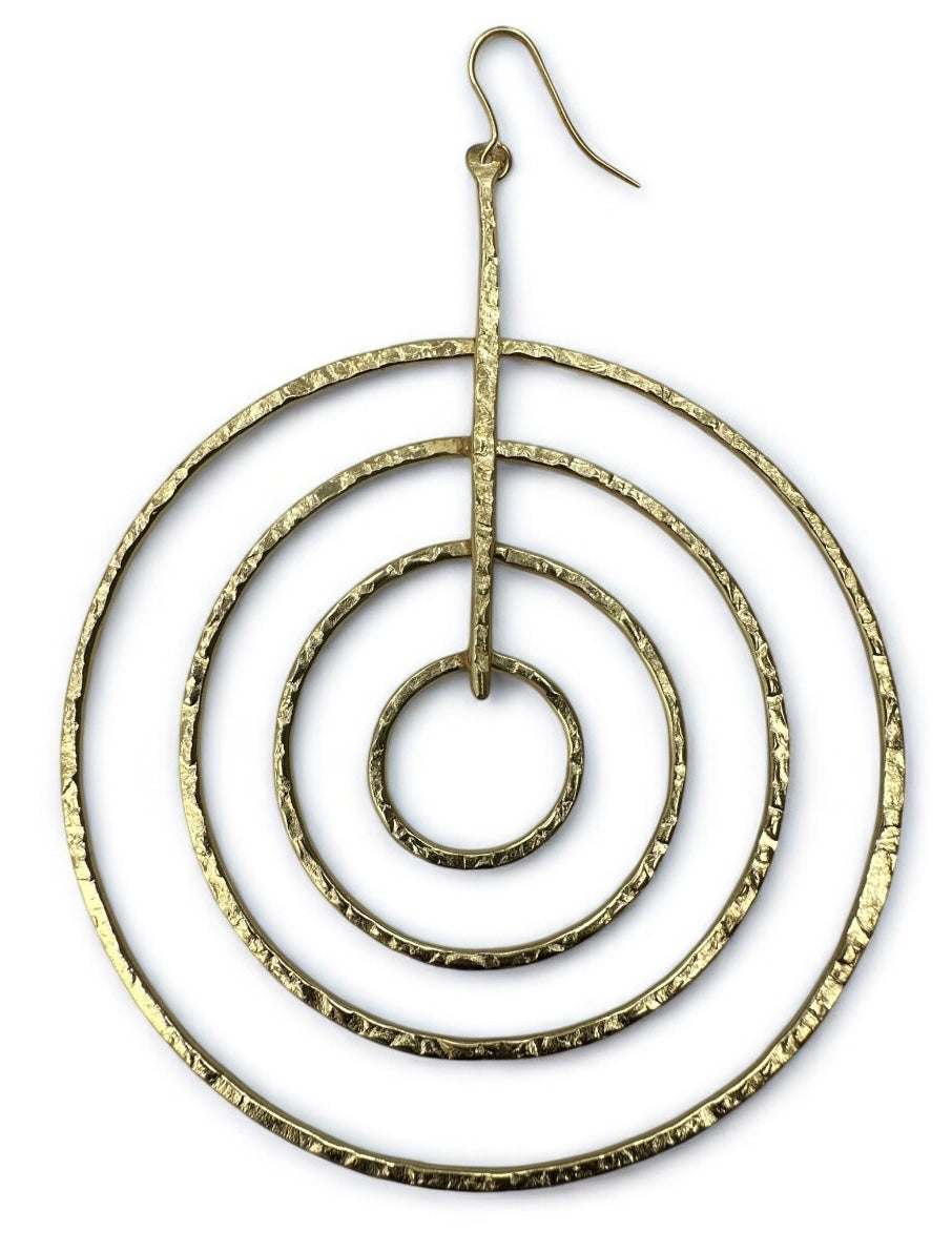 Brass Spiral Statement Earrings | Handmade Geometric Dangle Jewellery - Fatisha Boutique #