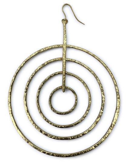 Brass Spiral Statement Earrings | Handmade Geometric Dangle Jewellery - Fatisha Boutique #