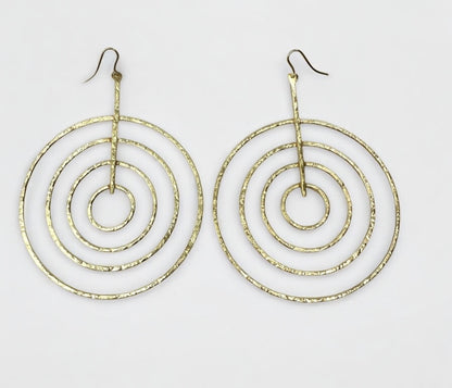 Brass Spiral Statement Earrings | Handmade Geometric Dangle Jewellery - Fatisha Boutique #
