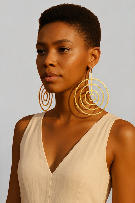 Brass Spiral Statement Earrings | Handmade Geometric Dangle Jewellery