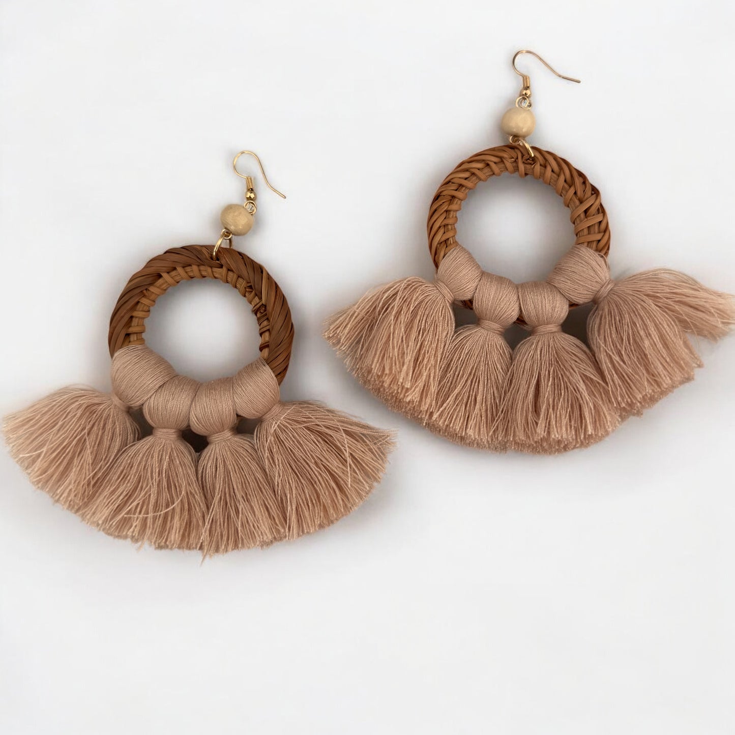 Boho Raffia Tassel Earrings – Handmade Fan Drop Earrings Bohemian Jewellery - Fatisha Boutique #