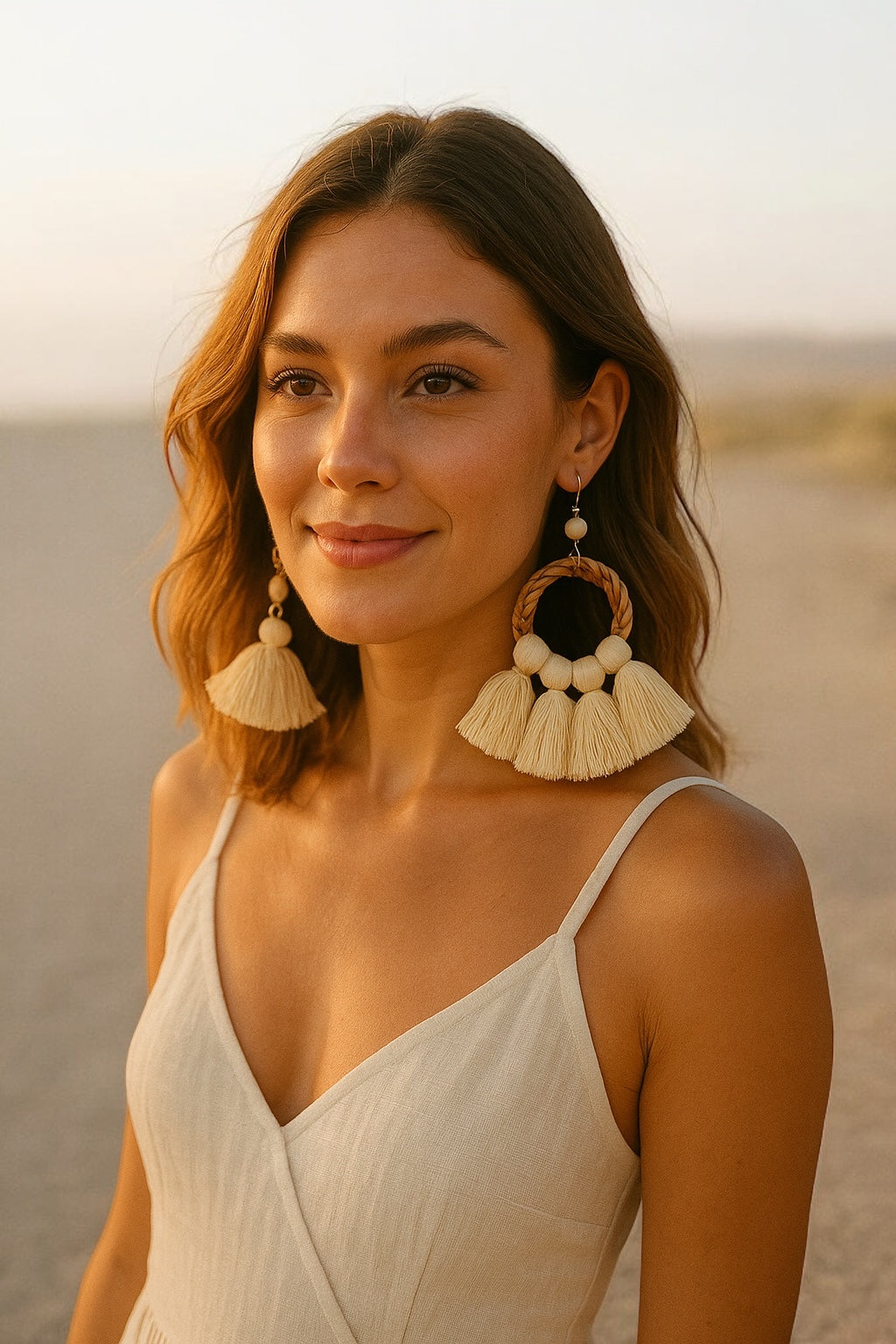 Boho Raffia Tassel Earrings – Handmade Fan Drop Earrings Bohemian Jewellery - Fatisha Boutique #