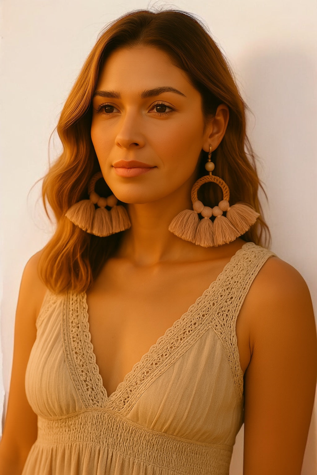 Boho Raffia Tassel Earrings – Handmade Fan Drop Earrings Bohemian Jewellery - Fatisha Boutique #