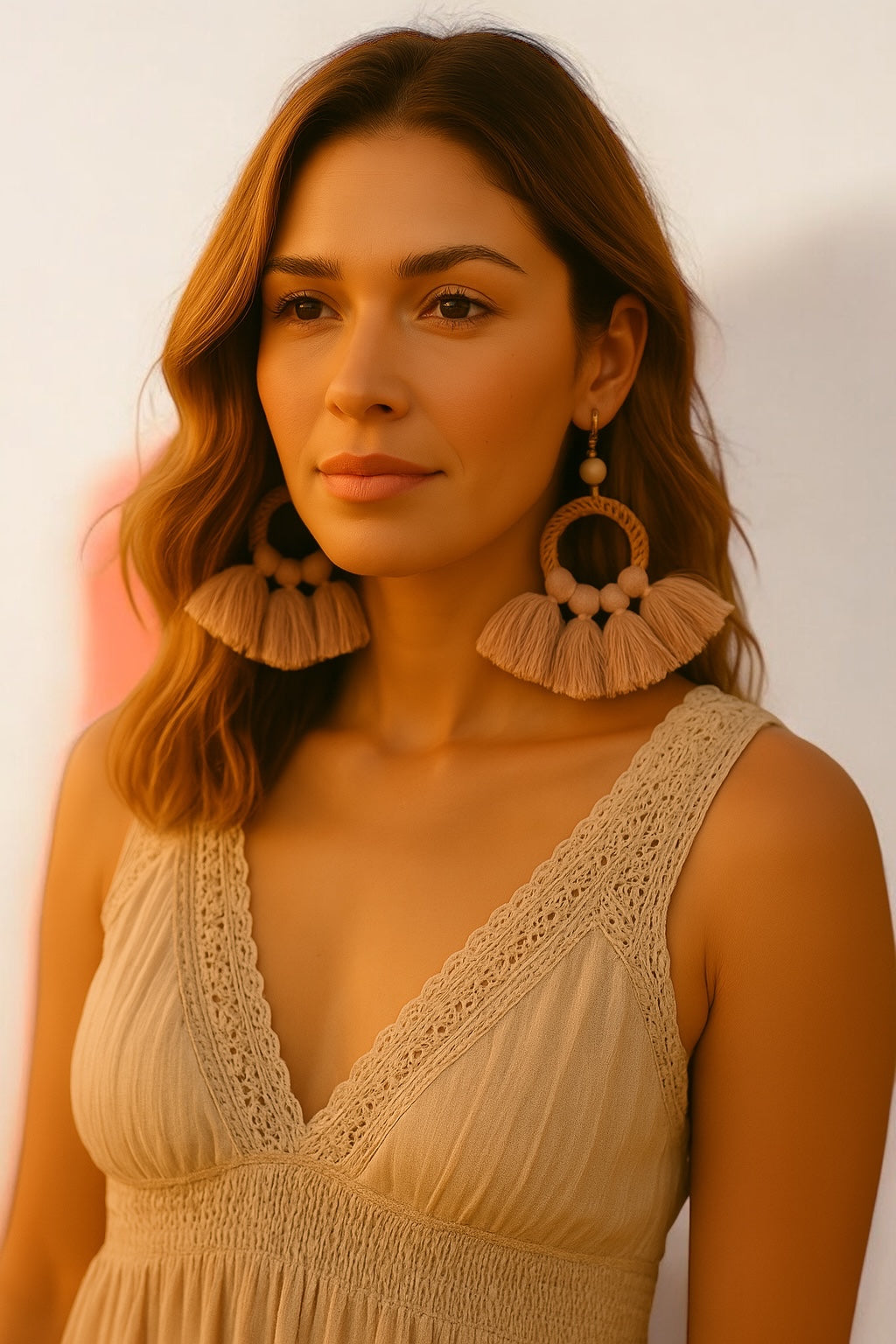 Boho Raffia Tassel Earrings – Handmade Fan Drop Earrings Bohemian Jewellery - Fatisha Boutique #
