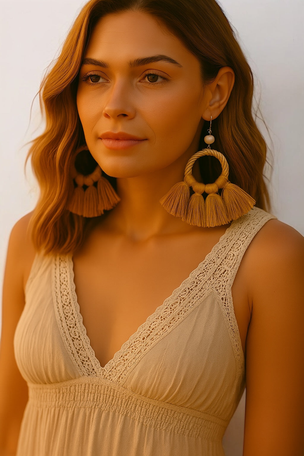 Boho Raffia Tassel Earrings – Handmade Fan Drop Earrings Bohemian Jewellery - Fatisha Boutique #