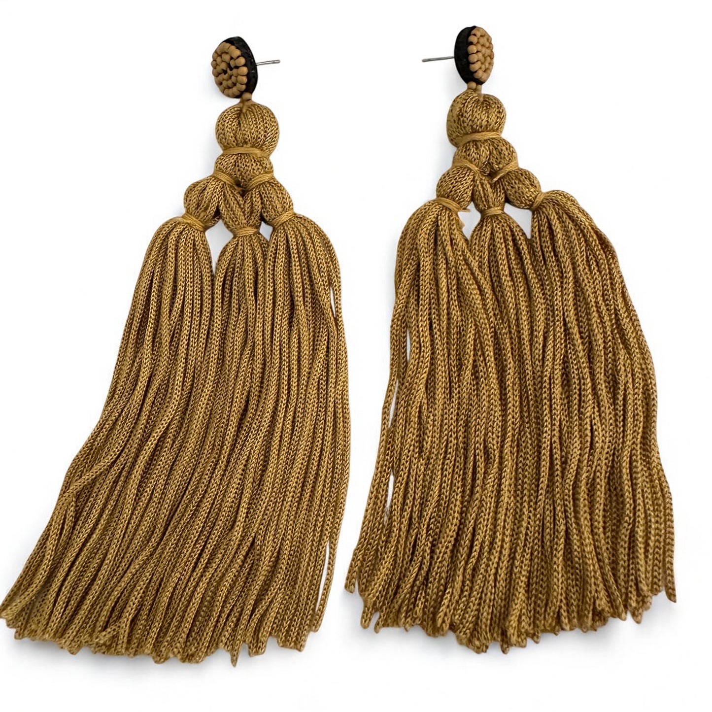 Boho Long Tassel Earrings with Beaded Stud – Bold Fringed Statement Jewellery - Fatisha Boutique #