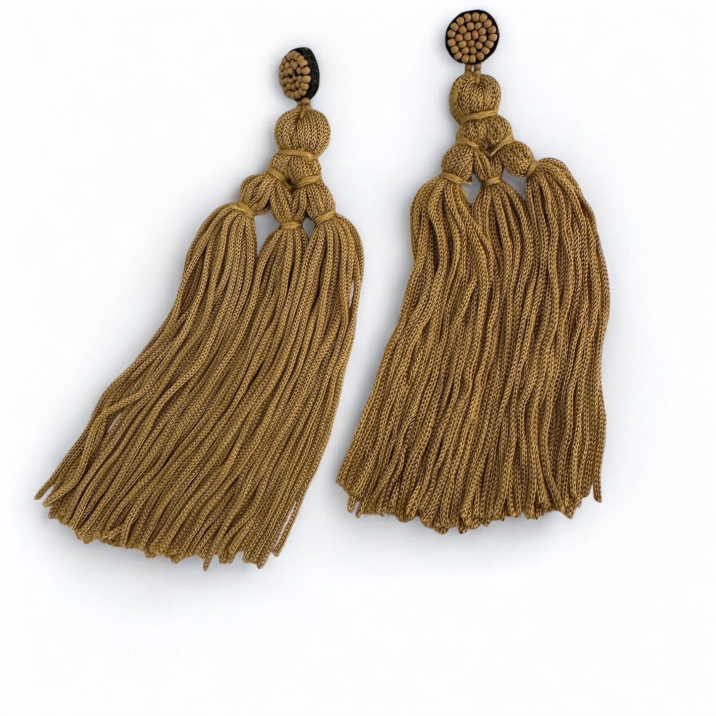 Boho Long Tassel Earrings with Beaded Stud – Bold Fringed Statement Jewellery - Fatisha Boutique #