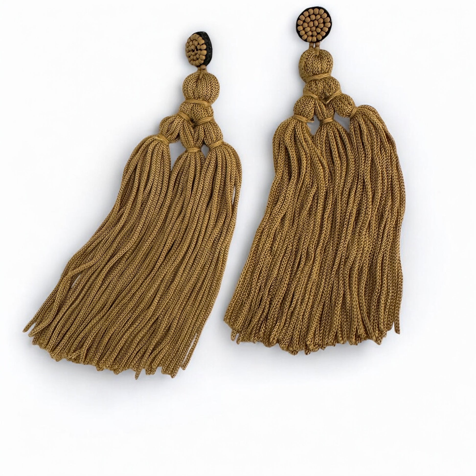 Boho Long Tassel Earrings with Beaded Stud – Bold Fringed Statement Jewellery - Fatisha Boutique #