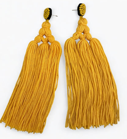 Boho Long Tassel Earrings with Beaded Stud – Bold Fringed Statement Jewellery - Fatisha Boutique #