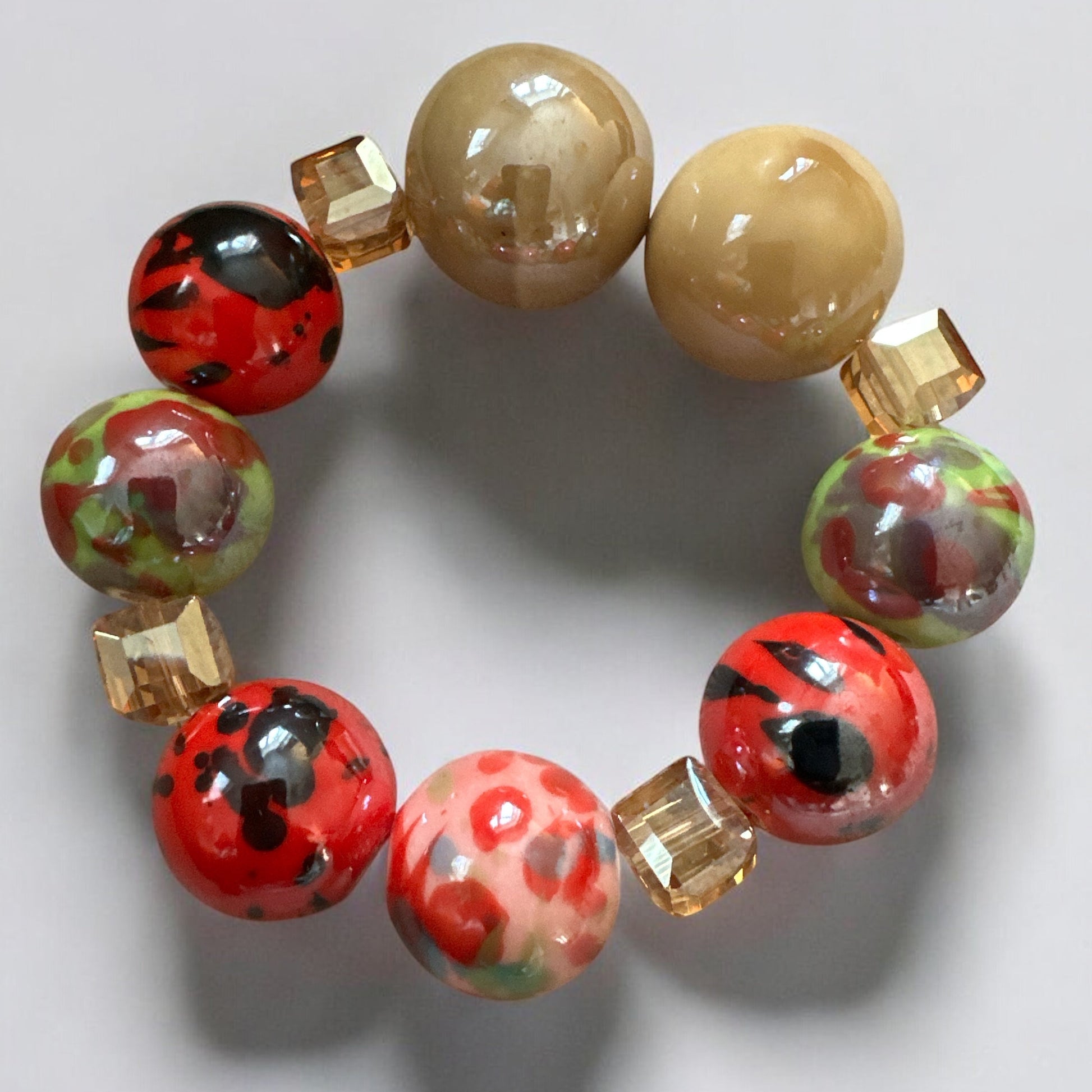 Handcrafted African Beaded Bracelet – Multicolour Stretch Boho Bangle for Women - Fatisha Boutique #