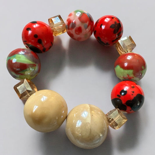 Handcrafted African Beaded Bracelet – Multicolour Stretch Boho Bangle for Women - Fatisha Boutique #