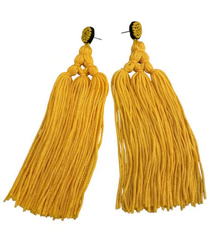 Boho Long Tassel Earrings with Beaded Stud – Bold Fringed Statement Jewellery - Fatisha Boutique #